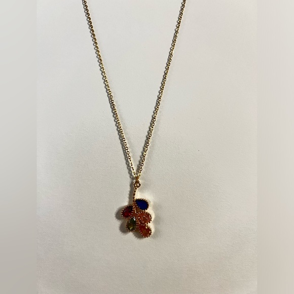 Colorful Cubic Zirconia Leaf Pendant Necklace- Trendy Stylish Gold Leaf Necklace - Picture 7 of 13